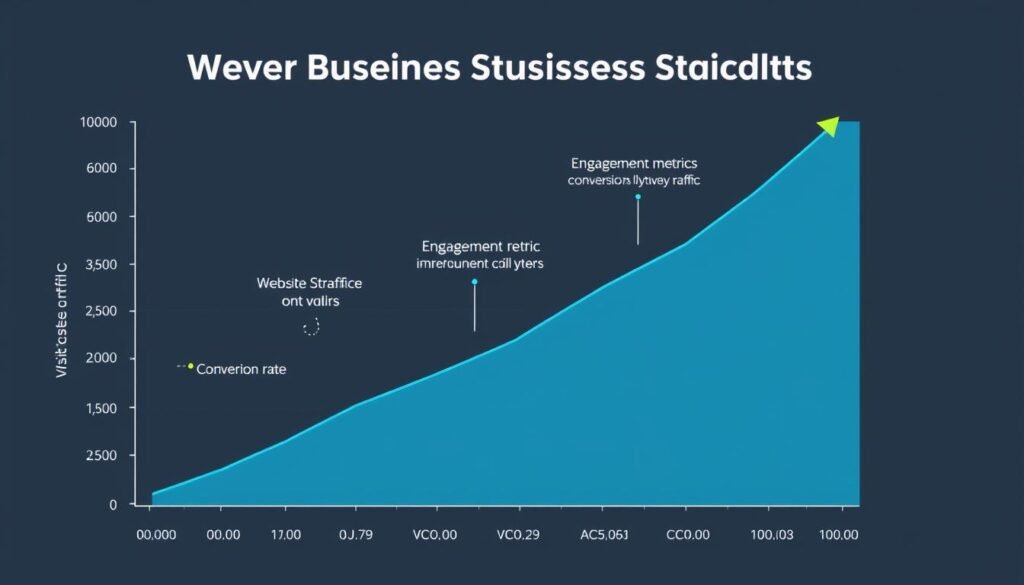 Business growth chart showing increased website traffic and conversions Business growth chart showing increased website traffic and conversions