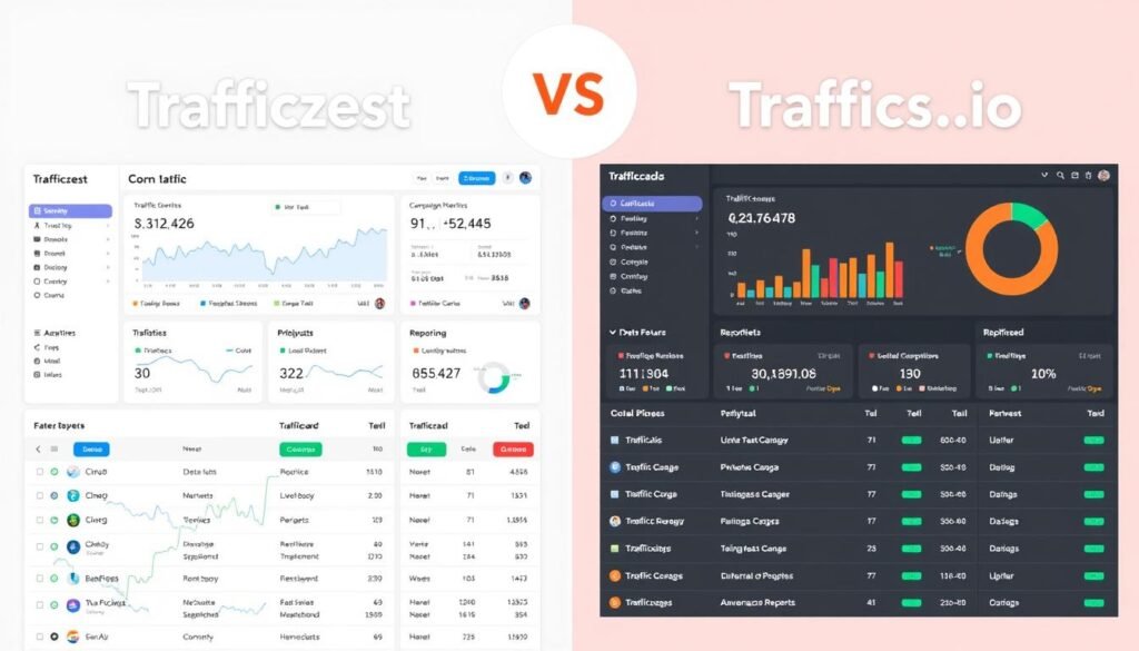 Side-by-side comparison of Trafficzest and Traffics.io dashboards Side-by-side comparison of Trafficzest and Traffics.io dashboards