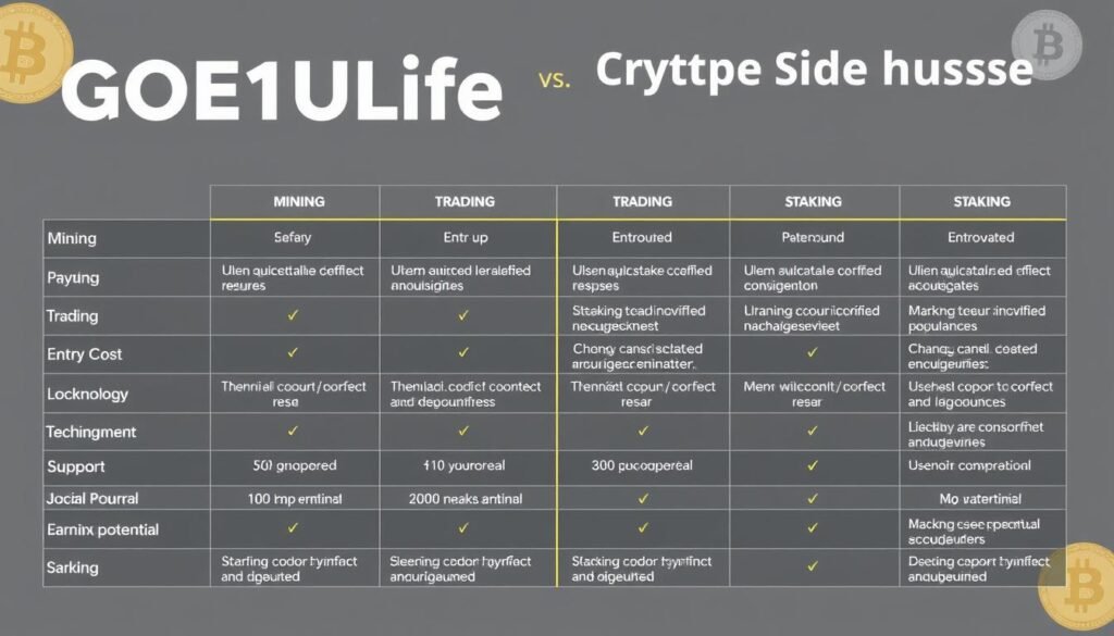 Comparison between GOE1ULife and other crypto side hustle options Comparison between GOE1ULife and other crypto side hustle options