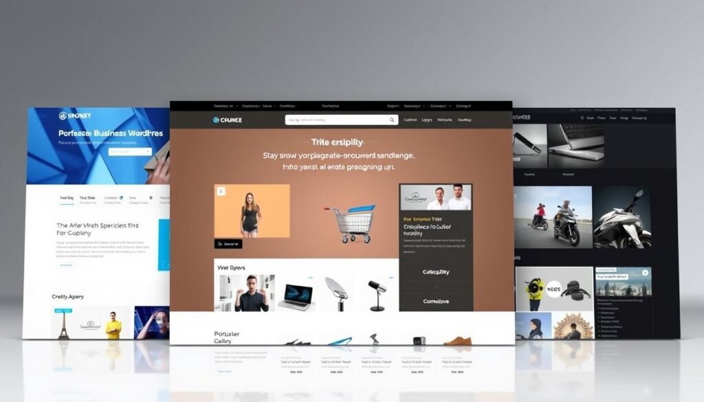 Professional WordPress website design examples showing different styles Professional WordPress website design examples showing different styles
