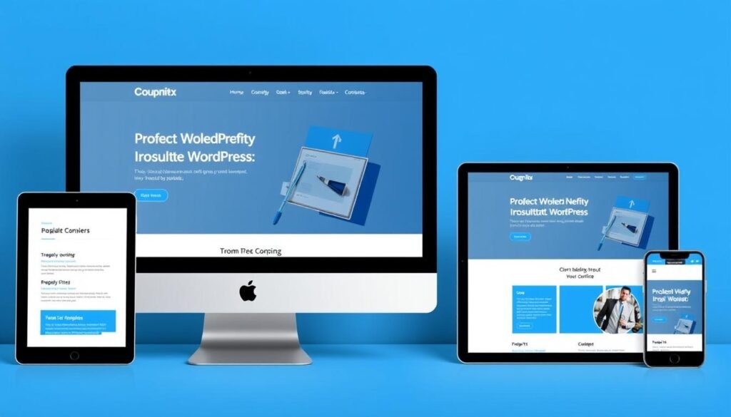 Professional WordPress website design showing responsive layouts on multiple devices
