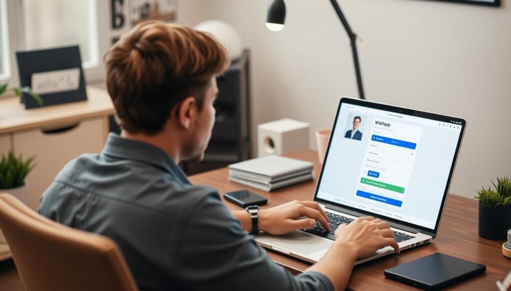 Remote executive assistant creating professional profile on Wishup's platform Remote executive assistant creating professional profile on Wishup's platform