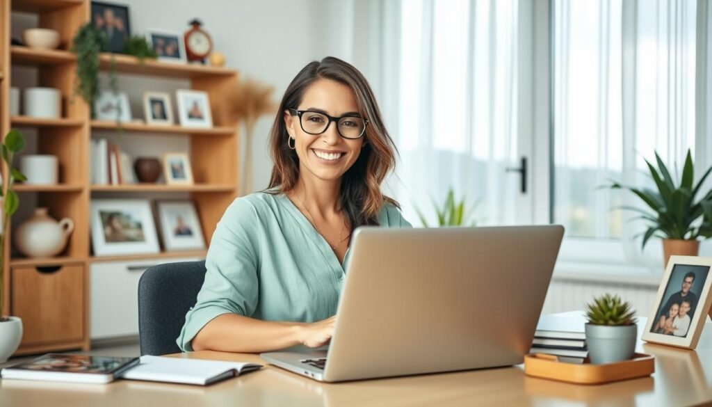 Successful virtual assistant enjoying work-life balance with virtual assistant jobs Successful virtual assistant enjoying work-life balance with virtual assistant jobs